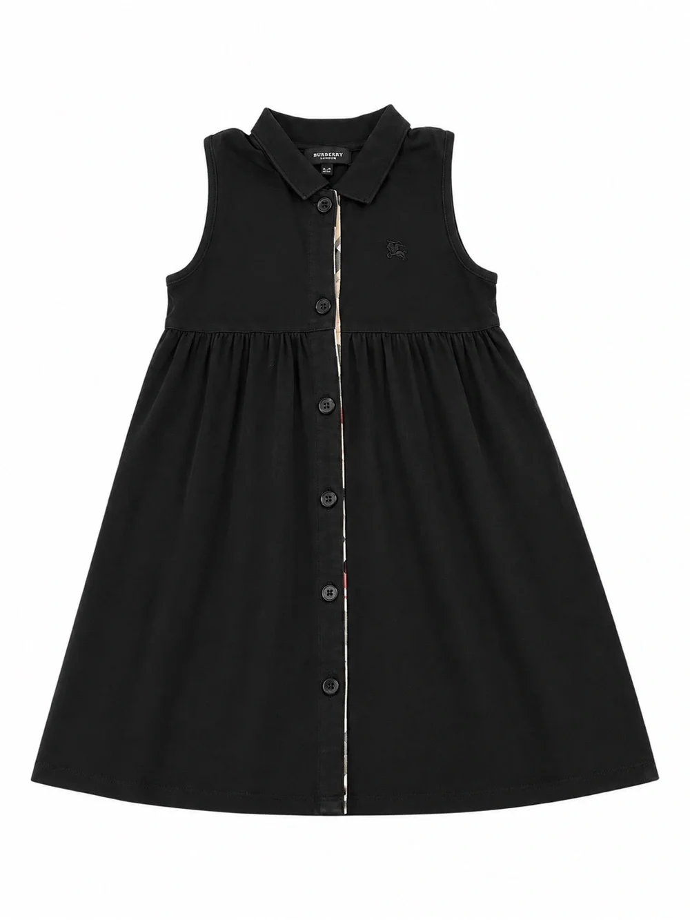 Burberry London Iconic Nova Check Girls Sleeveless A Line Button Up Collar Dress